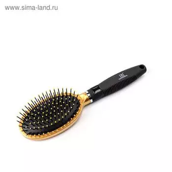Щетка массажная для волос TNL овальная, нейлоновые штифты, 70 мм, золотая