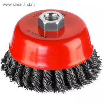 Щетка металлическая для УШМ MIRAX 35104-100-2, двухрядная, "чашка", 0.5 мм, d=100мм