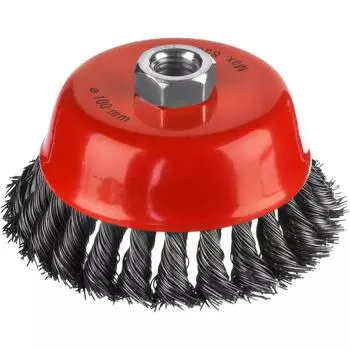 Щетка металлическая для УШМ MIRAX 35104-100, "чашка", крученая проволока 0.5 мм, d=100 мм