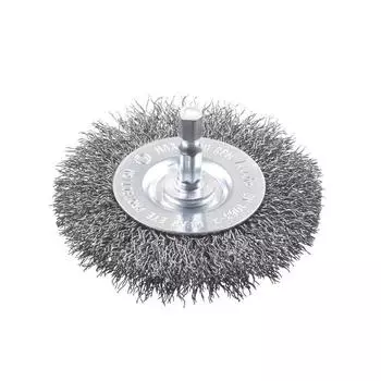 Щетка плоская для дрели KWB, d=75 мм, проволока d=0.35 мм, хвостовик d=6 мм, сталь HSS