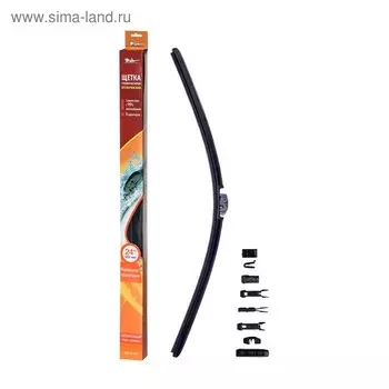 Щетка стеклоочистителя AIRLINE AWB-BK-600, 24"/ 600 мм, бескаркасная, 10 адаптеров