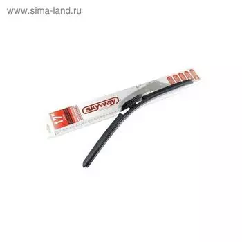 Щетка стеклоочистителя бескаркасная, 43 см,17" SKYWAY, 1 шт универсальный адаптер