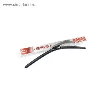 Щетка стеклоочистителя бескаркасная, 55 см,22" SKYWAY, 1 шт универсальный адаптер