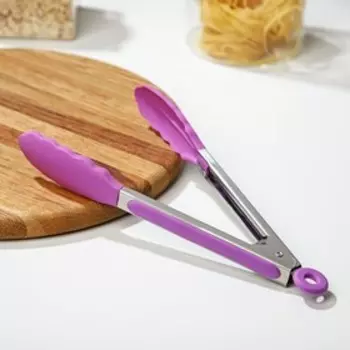 Щипцы кухонные Доляна «Лист», 253.5 см, сиреневые