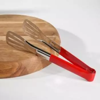 Щипцы кухонные Доляна «Яркость», 244.5 см, нержавеющая сталь, 201 марка стали, красные