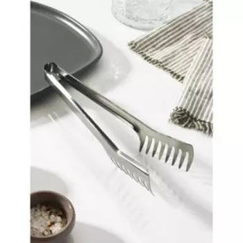 Щипцы для спагетти с зубцами Доляна «Тритон», h=24 см, серебристые