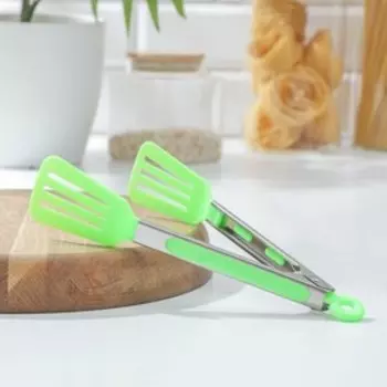 Щипцы кулинарные Доляна «Лопатка», 255 см, цвет зелёный