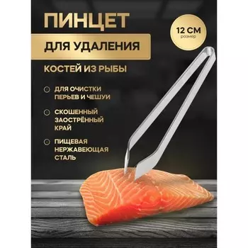 Щипцы-пинцет Доляна «Металлик», для удаления костей, h=12 см, нержавеющая сталь, серебристые