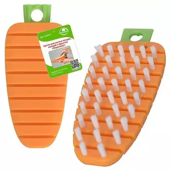 Щётка для мытья посуды овощей и фруктов Мультидом «Морковка», пластик, размер 13х6х1.5 см