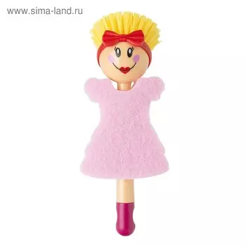 Щётка для посуды + губка Dolls, цвет МИКС