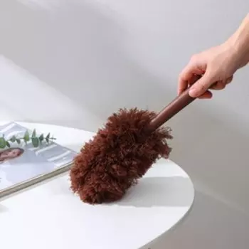 Щётка для удаления пыли Доляна «Антистатик», 29 см, с подставкой на присоске, микрофибра, коричневая