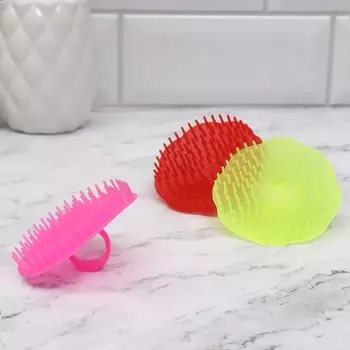 Щётка - массажёр для мытья головы, 7,5 7,5 3,5 см, фасовка 12 шт, цвет МИКС