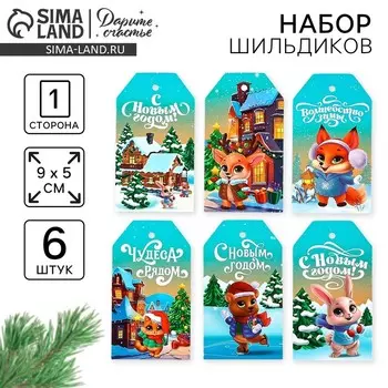 Шильдик новогодний декоративный в наборе «Чудеса рядом», 5 х 9 см