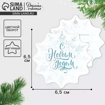 Шильдик на подарок Новый год «Снежинка», 6.5 х 6.5 см