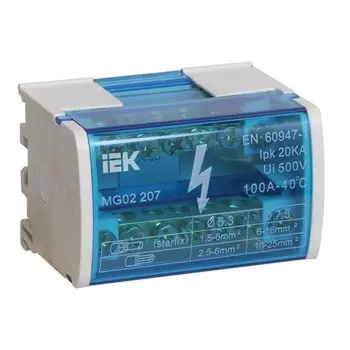 Шина нулевая IEK, на DIN рейку 2/7, YND10-2-07-100