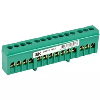 Шина нулевая IEK, в корпусе изоляции на DIN-рейку ШНИ-6х9-14-К-З, YNN10-69-14KD-K06