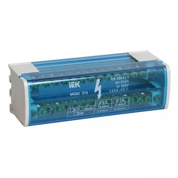 Шина нулевая на DIN рейку 2/15 ИЭК YND10-2-15-125