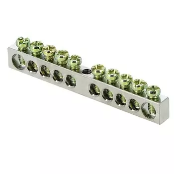 Шина PEN "ноль-земля" 6х9 10 отверст. цинк крепеж по центру PROxima EKF sn1-63-10