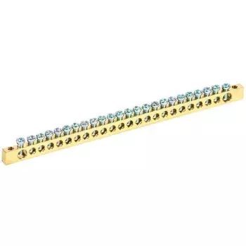 Шина PEN "земля-ноль" 6х9мм 24/2 (24группы/крепеж по краям) IEK YNN11-24-100