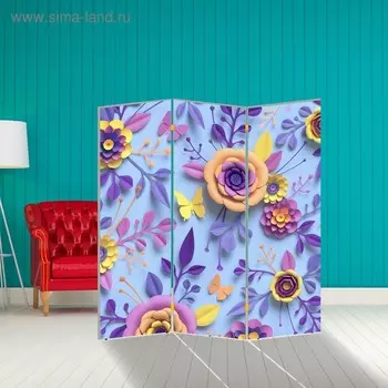 Ширма "Цветы", 150 х 160 см