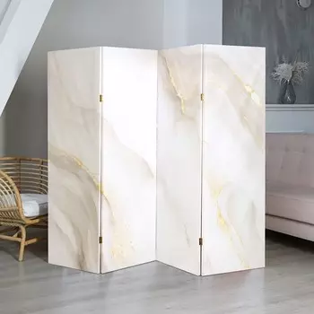Ширма – перегородка «Дарим Красиво. Мрамор с золотой поталью», 200160 см, цвет белый/золотой