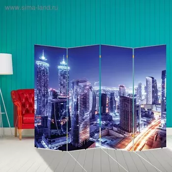 Ширма "Огни ночного города", двухсторонняя, 200 х 160 см