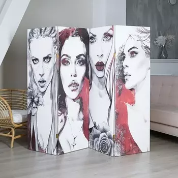 Ширма – перегородка «Дарим Красиво. Роковые девушки», 200160 см, цвет белый/красивый