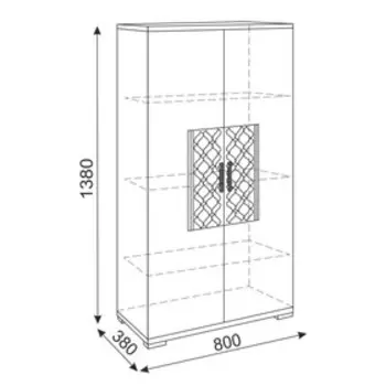 Шкаф прямой двустворчатый «Тиффани №13», 8003801380 мм, цвет белый текстурный