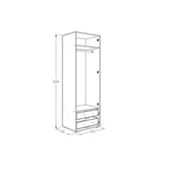 Шкаф 2-х дверный для одежды «Омега 16», 670 × 510 × 2040 мм, ясень анкор светлый / тёмный