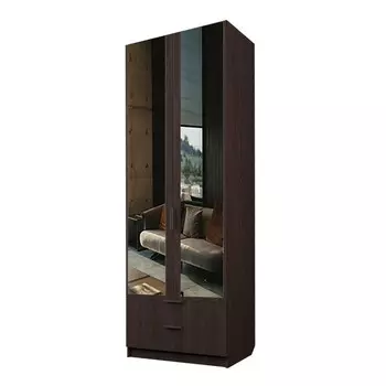 Шкаф 2-х дверный «Экон», 8005202300 мм, 2 ящика, зеркало, полки, цвет венге