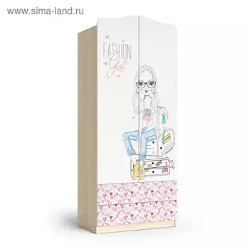 Шкаф 2-х дверный с ящиками Fashion, 800х450х1890, Шимо светлый