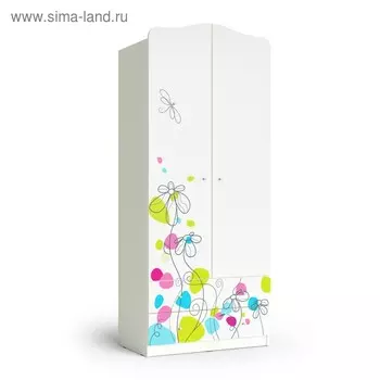 Шкаф 2-х дверный с ящиками Flowers, 800х450х1890, Белый