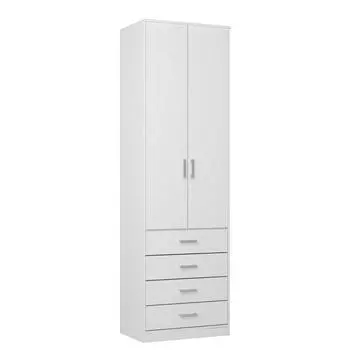 Шкаф двухстворчатый Орион с ящиками, 700х2300х450, Белый/Белый