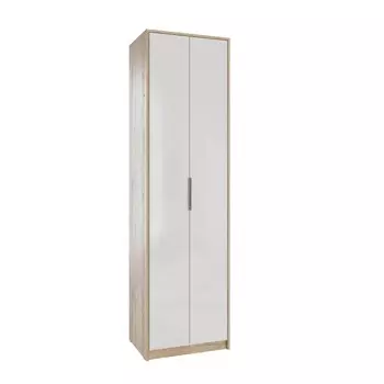 Шкаф 2-х створчатый с выдвижной штангой Нордик, 587х450х2110, Дуб сонома светлый/Белая Аляск