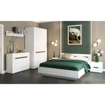 Шкаф 2х дверный Хлоя, 1000х2200х520, Белый глянец МДФ/Белый ЛДСП