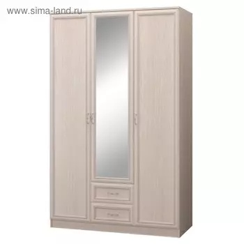 Шкаф 3-х дв. с зеркалом и ящиками ВЕРОНА 1352х577х2243 Дуб атл/рамка МДФ дуб атл патиной