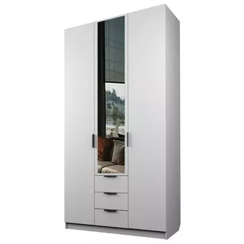 Шкаф трехдверный «Аллоджио. Экон», 3 ящика, с зеркалом, 12005202300 мм, цвет белый