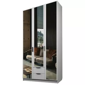 Шкаф 3-х дверный «Экон», 12005202300 мм, 2 ящика, 3 зеркала, цвет белый