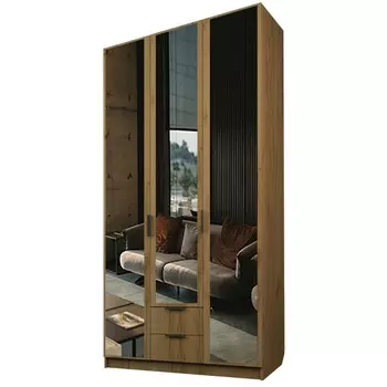 Шкаф 3-х дверный «Экон», 12005202300 мм, 2 ящика, 3 зеркала, цвет дуб крафт золотой