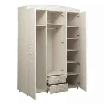 Шкаф 3-х дверный «Каролина», 15025842190 мм, зеркало, патина, цвет вудлайн кремовый