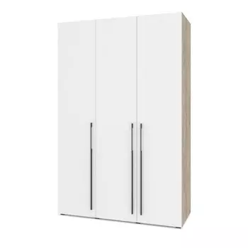 Шкаф 3-х створчатый Стоун с 2 штангами и полками, 1500х560х2300 Серый дуб /белый