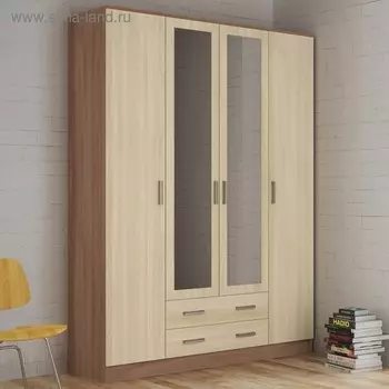 Шкаф четырехстворчатый «Квадро», 16004872200 мм, цвет ясень шимо