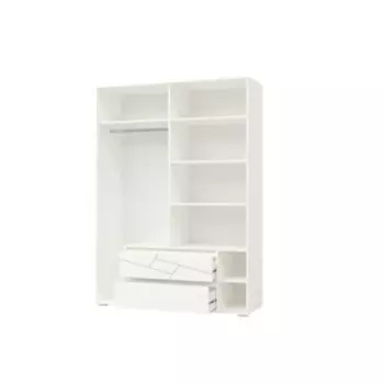 Шкаф 4-х дверный с ящиками АДЕЛИНА 1600х555х2220 Рамух белый