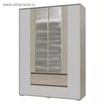 Шкаф 4-х дверный с ящиками МАЛЬТА Дуб сонома/Рамух белый/МДФ-дуб сонома