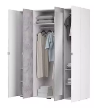 Шкаф 4-створчатый «Акцент №24», 1600 523 2020 мм, цвет белый / цемент светлый