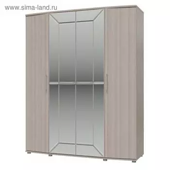 Шкаф 4-х дверный «Амели», 18055902220 мм, зеркало, цвет ясень шимо светлый