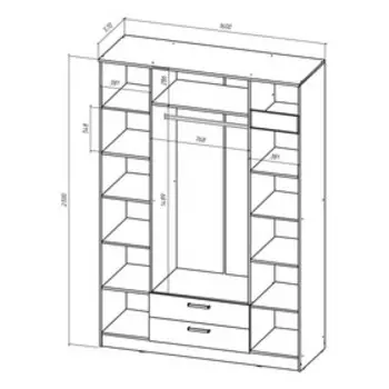 Шкаф четырёхдверный «Коста – Рика», 16005702300 мм, цвет ясень шимо