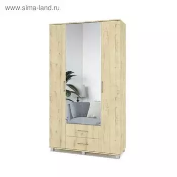 Шкаф четырёхстворчатый с зеркалом и ящиками Карина К43 1200x420x2100 Дуб ирландский