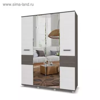 Шкаф четырёхстворчатый Виора, 520x1600x2100, Анкор темный/светлый