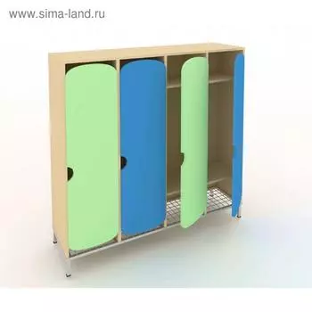 Шкаф для детской одежды с отделением для обуви, 1444 × 340 × 1520 мм, цвет синий / зелёный